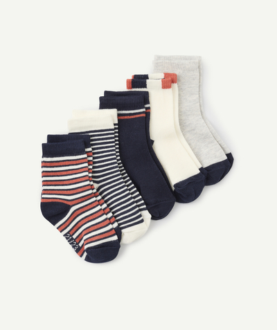 CategoryModel (8821755773070@97)  - pack of 5 pairs of plain and striped baby boy socks