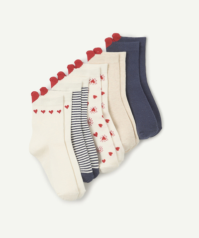 CategoryModel (8825060229262@31504)  - pack of 5 pairs of white, navy blue and red girls' socks