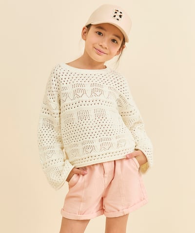 CategoryModel (8825715523726@5)  - short bébé fille en fibres recyclées rose avec ceinture rose et jaune