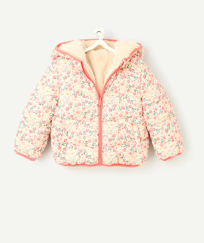 CategoryModel (8824667570318@1406)  - DOUDOUNE RÉVERSIBLE BÉBÉ FILLE EN REMBOURRAGE RECYCLÉ FLEURI ROSE