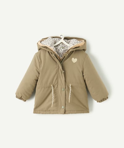 CategoryModel (8824667373710@562)  - Blouson bébé fille kaki et beige avec doublure