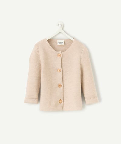 CategoryModel (8821750988942@1988)  - beige baby knit cardigan with wooden buttons