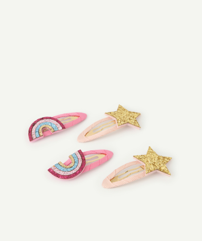 CategoryModel (8821759934606@624)  - set of 4 pink and pale pink rainbow and star barrettes