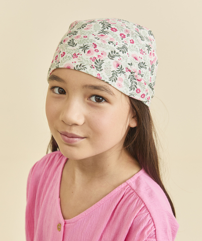CategoryModel (8821760262286@2490)  - 100% cotton flower print girl's scarf with pompom