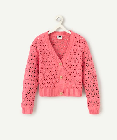 CategoryModel (8821761573006@30866)  - girl's cardigan in openwork pink recycled fibres