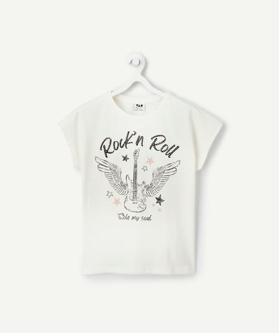 CategoryModel (8821761573006@30518)  - t-shirt fille en coton bio blanc avec messages thème rock