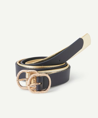 CategoryModel (8824929026190@714)  - set of 2 navy blue and gold-colored girl's belts