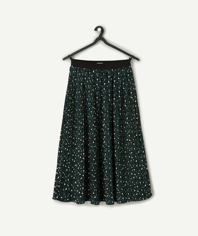 CategoryModel (8821764817038@89)  - girl's skirt in recycled fir green with leopard print