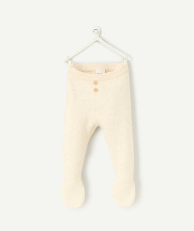 CategoryModel (8821750988942@1988)  - baby leggings in ecru organic cotton with feet