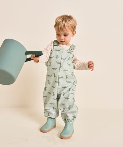 CategoryModel (8821752889486@5650)  - salopette imperméable bébé garçon en fibres recyclées vert pastel imprimé crocodiles