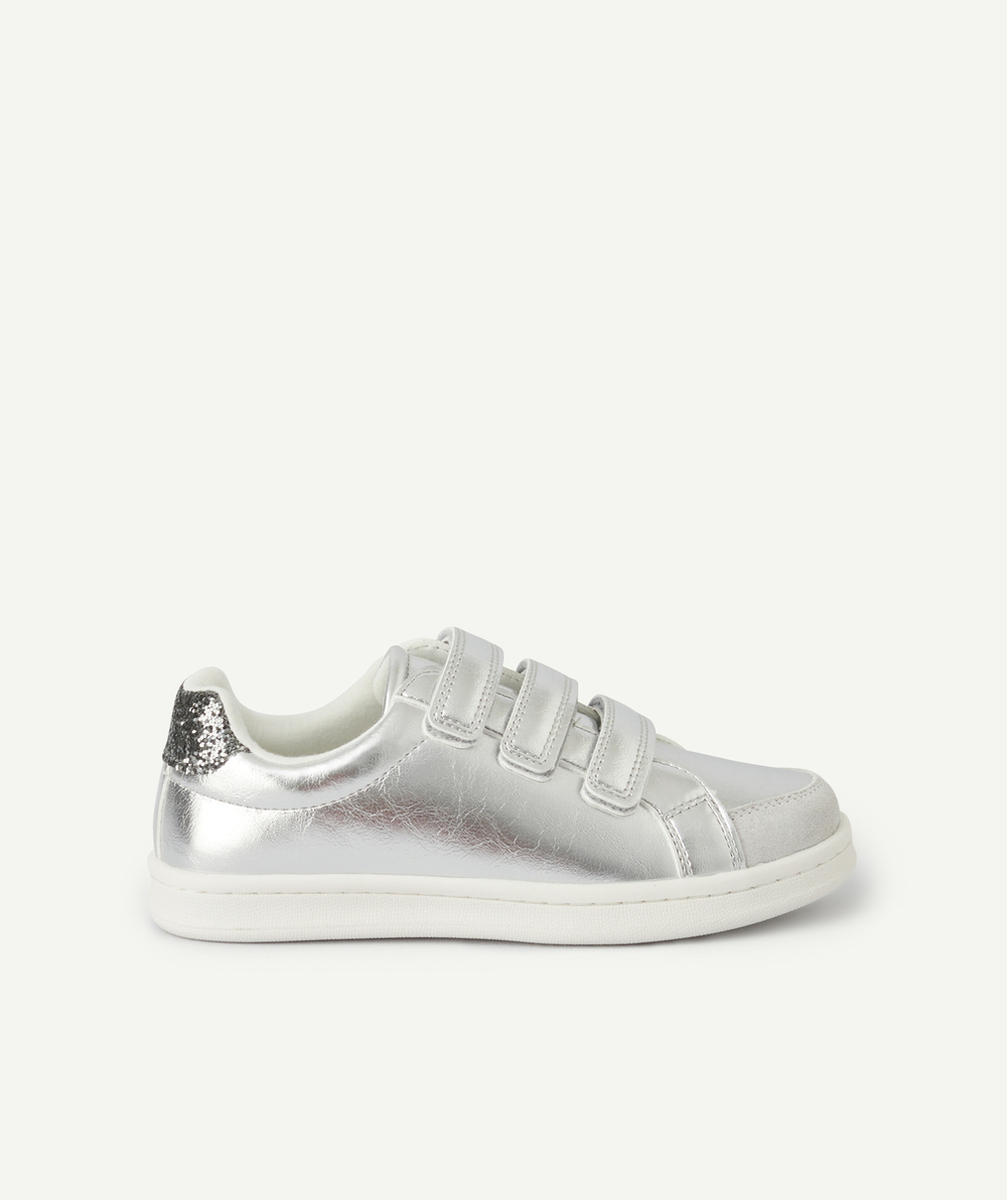   - silver girl's low sneakers with velcro