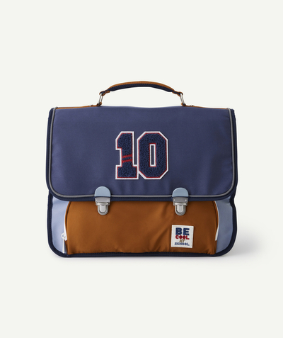 CategoryModel (8821763899534@1339)  - brown and navy blue boy's satchel with loop patches