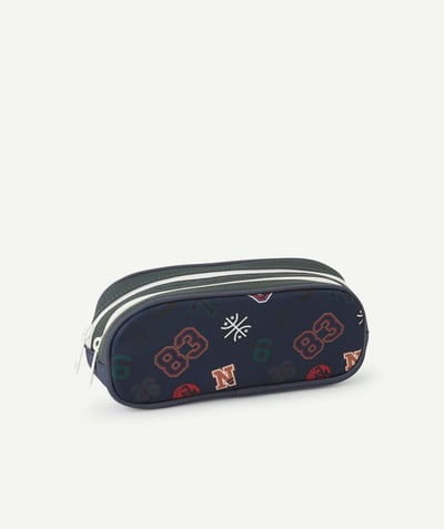 CategoryModel (8821763899534@1389)  - Blue and green boy's pencil case with double compartment and number print