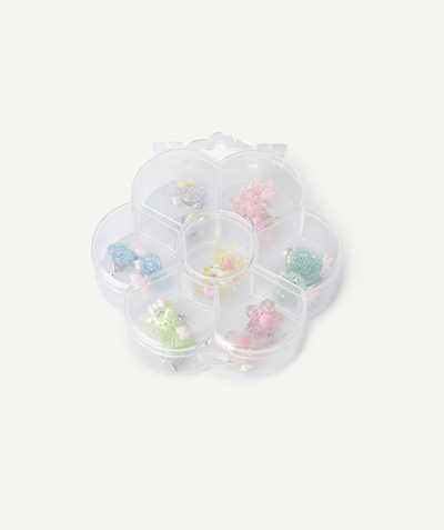 CategoryModel (8824928993422@14)  - set of 7 pairs of pastel glitter clip-on earrings