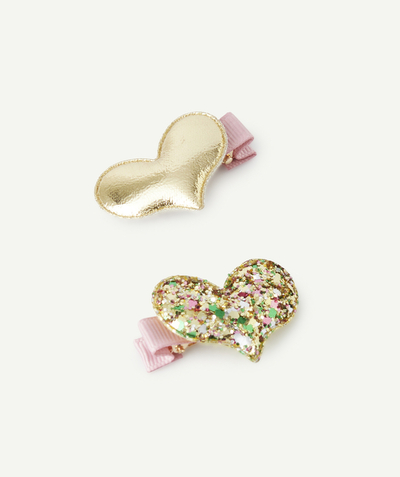 CategoryModel (8821753381006@467)  - set of 2 gold and glitter embossed heart clips