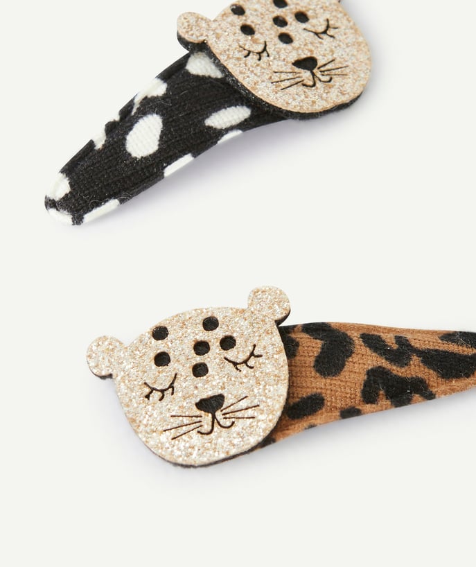   - Set of 2 leopard-themed baby girl clips