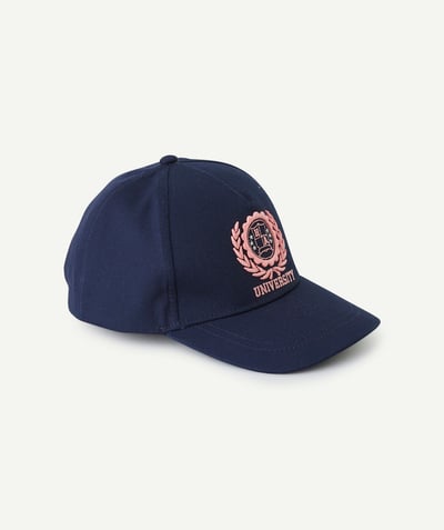 CategoryModel (8821759541390@48)  - navy blue girl's cap with pink embroidered campus theme