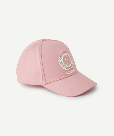 CategoryModel (8825715490958@9)  - pink girl's cap with white embroidered campus theme