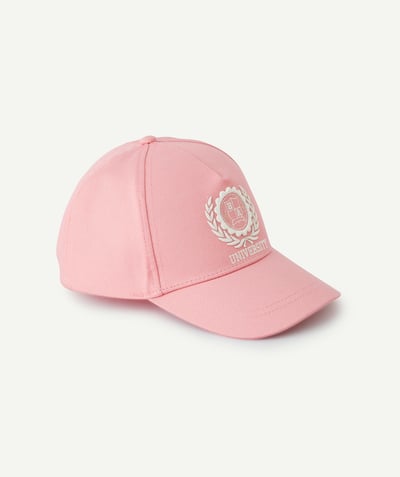 CategoryModel (8821761573006@30518)  - pink girl's cap with white embroidered campus theme