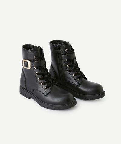 CategoryModel (8821758951566@32)  - black girl's ankle boots with straps and laces