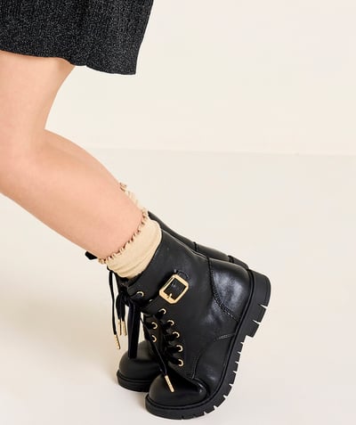 CategoryModel (8821765243022@775)  - black girl's ankle boots with straps and laces