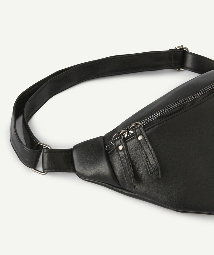   - black leatherette girl's fanny pack