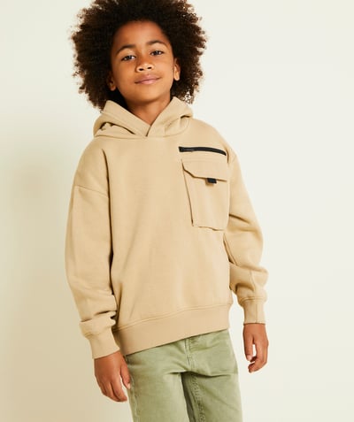 CategoryModel (8821761900686@835)  - boy's hoodie in beige recycled fibers with pockets