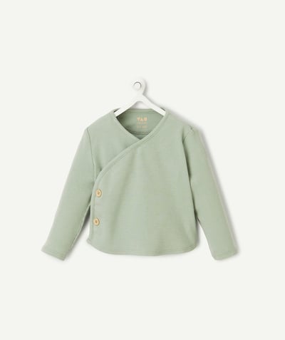 CategoryModel (8821750988942@1988)  - baby boy wrap cardigan in pastel green organic cotton and beeswax