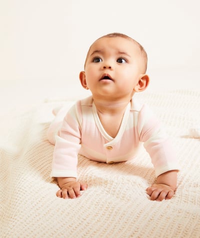 CategoryModel (8821753086094@7776)  - dors bien bébé fille en fibres recyclées écru rayé rose pâle