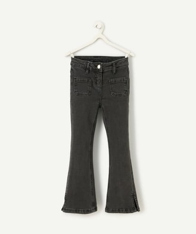 CategoryModel (8825060229262@31504)  - black denim recycled fiber flared pants for girls