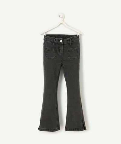 CategoryModel (8826176209038@833)  - black denim recycled fiber flared pants for girls