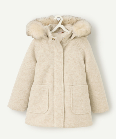 CategoryModel (8821761573006@30866)  - girl's coat in ecru mottled recycled padding and fur