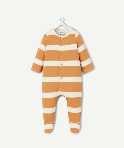 CategoryModel (8821755871374@423)  - baby boy pyjamas in orange and ecru striped recycled fibres