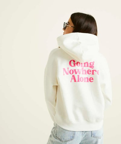 CategoryModel (8825715654798@6)  - girl's sweater in white recycled fibres and pink writing