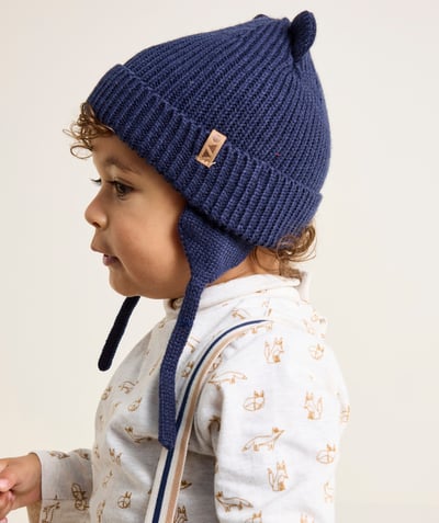 CategoryModel (8825846792334@85)  - Navy blue baby boy hat in recycled fibers with ears