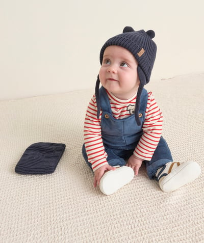 CategoryModel (8821755838606@32123)  - Navy blue baby boy hat in recycled fibers with ears