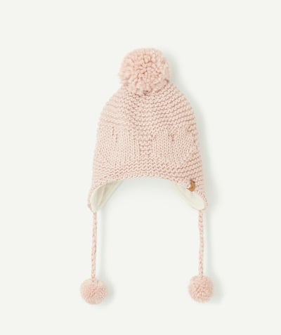 CategoryModel (8824765350030@172)  - Pink recycled fiber baby girl hat in soft knit fabric