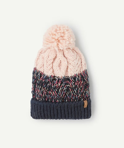 CategoryModel (8821760262286@2592)  - Bonnet fille tricoté en fibres recyclées bicolore à pompon