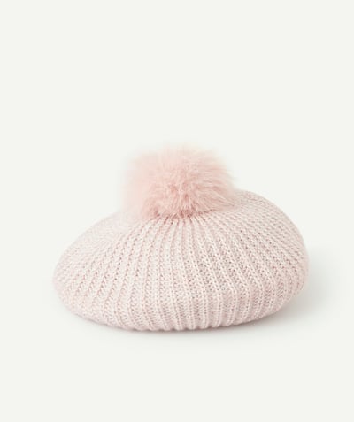 CategoryModel (8824928993422@14)  - Girl's beret in pink recycled fibers with pompom and silver-tone details