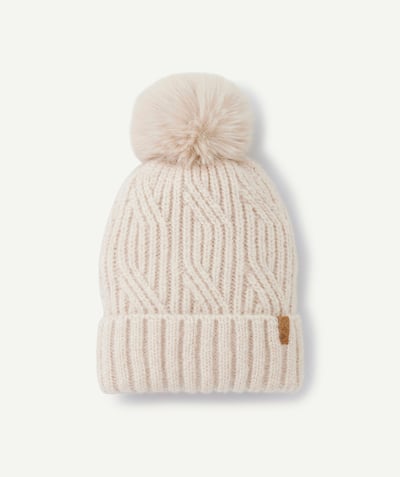 CategoryModel (8824928927886@20)  - Bonnet fille écru torsadé et avec pompon