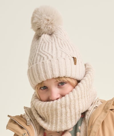 CategoryModel (8826175029390@178)  - Bonnet fille écru torsadé et avec pompon