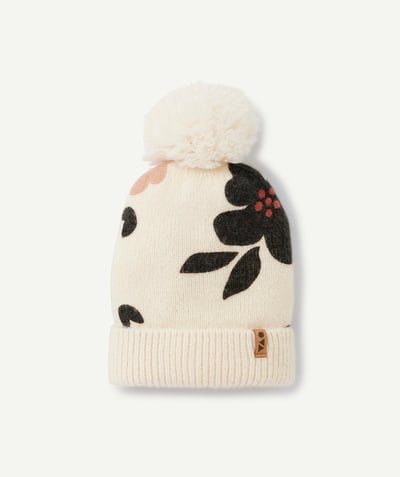 CategoryModel (8824928993422@14)  - Bonnet fille écru en fibres recyclées à motifs floraux