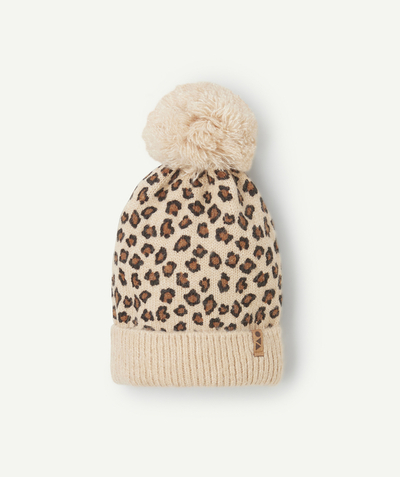 CategoryModel (8821760917646@357)  - Bonnet fille en fibres recyclées léopard avec pompon