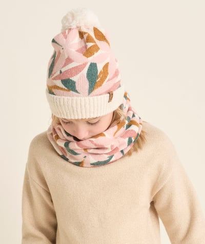 CategoryModel (8826175029390@178)  - Bonnet fille en fibres recyclées imprimé floral avec pompon