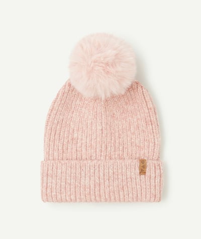 CategoryModel (8821760917646@357)  - Bonnet fille rose chiné avec pompon