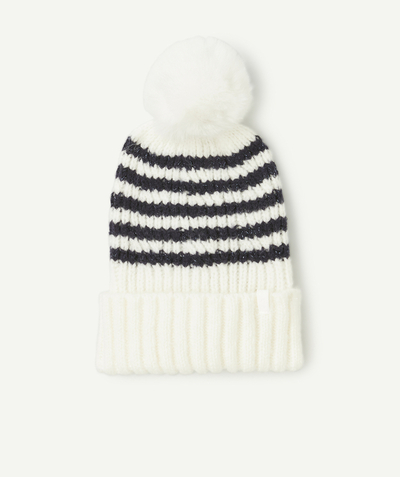 CategoryModel (8821761573006@30866)  - Black and white striped girl's hat with pompon