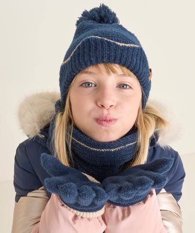 CategoryModel (8824765612174@355)  - Set tricot fille en fibres recyclées bleu marine chiné