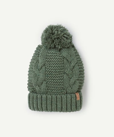 CategoryModel (8821761507470@9356)  - Bonnet garçon en fibres recyclées en tricot torsadé vert