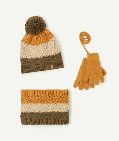 CategoryModel (8824928993422@14)  - Recycled khaki and ochre boy's knitting set