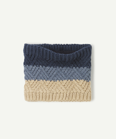 CategoryModel (8821762785422@159)  - snood tricot garçon en fibres recyclées bleu marine, bleu et beige